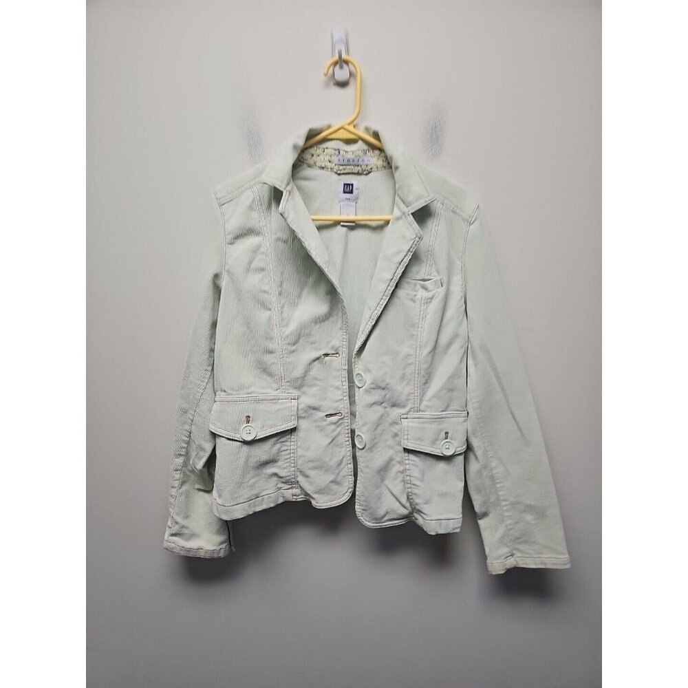 Gap Womens Mint Green Corduroy Blazer Jacket Stretch Two Button Size 6